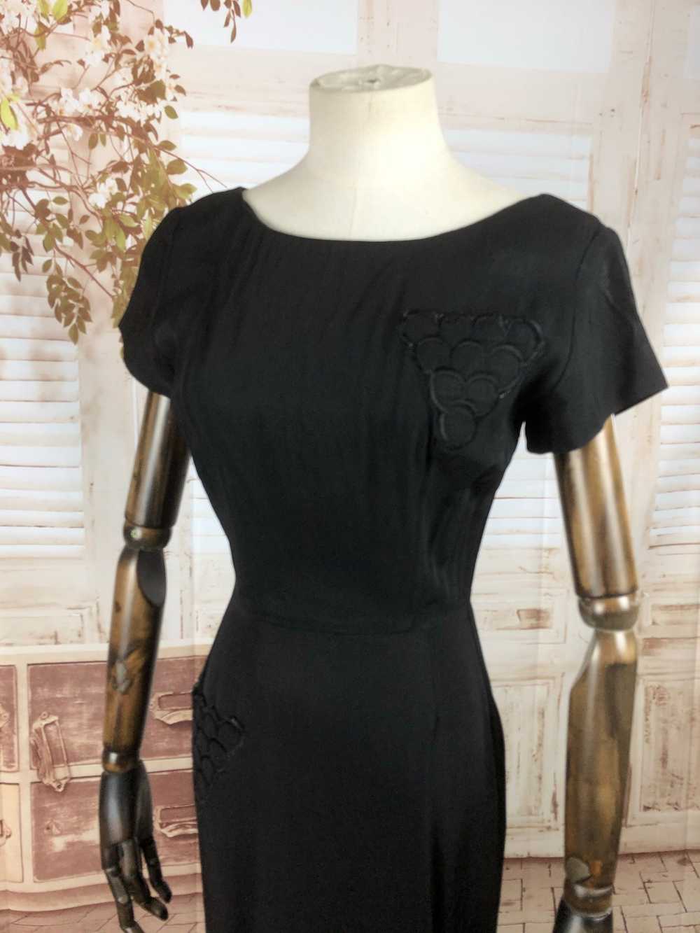 Original Late 1940s 40s Vintage Black Faille Dres… - image 7