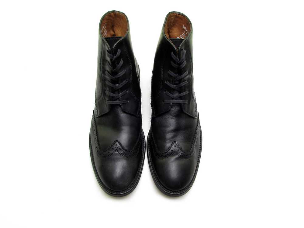 Italian leather black chelsea boots lace up boots… - image 1