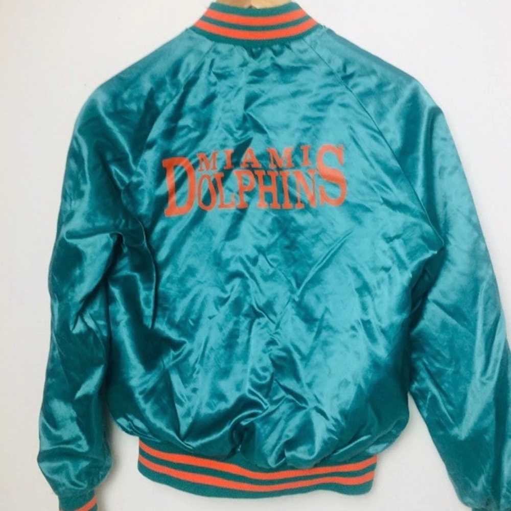 Vintage 1980s Miami Dolphins Chalk Line Satin Bomber Jacket - S – Rad Max  Vintage