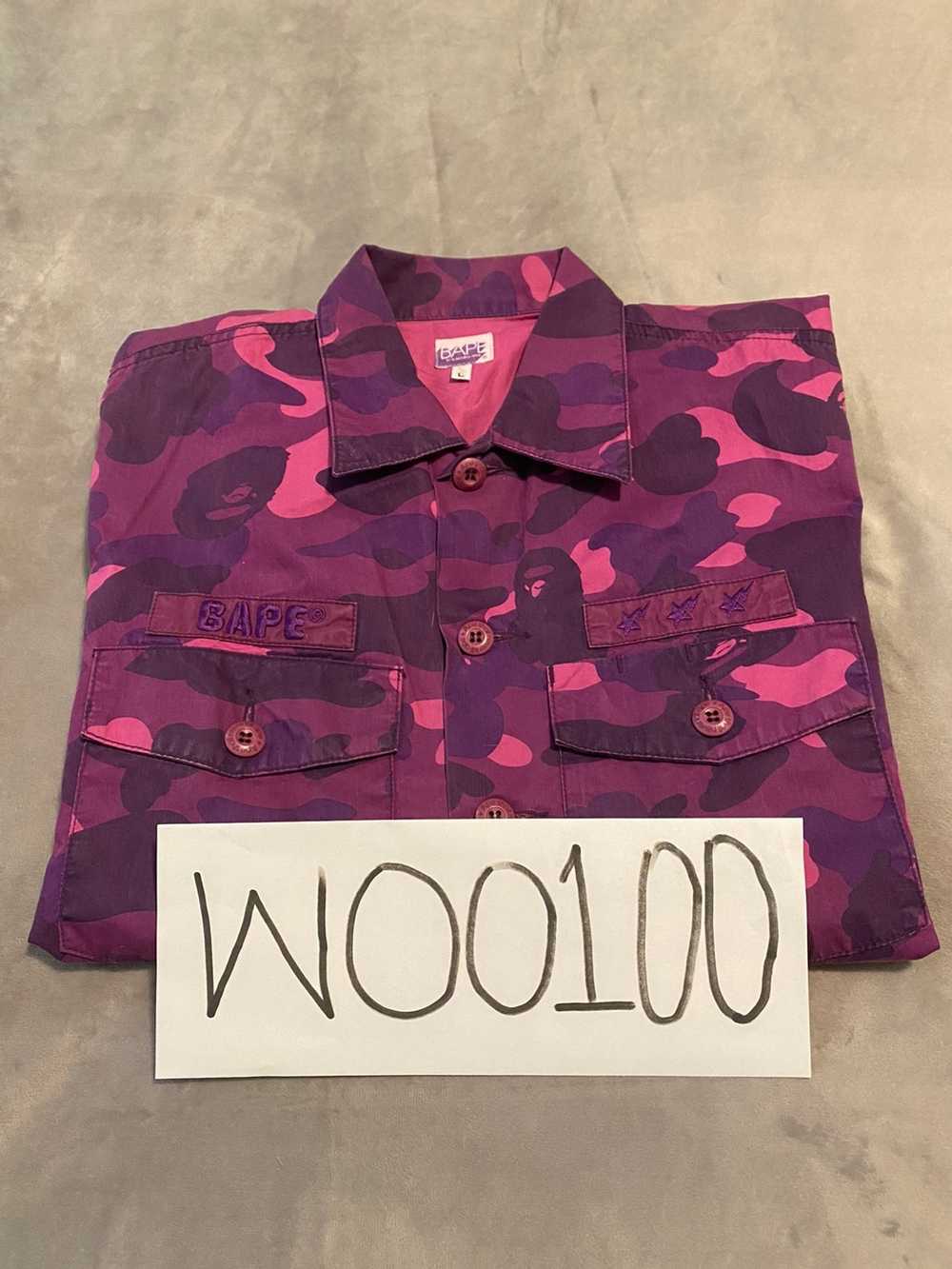 Bape purple hot sale camo shirt