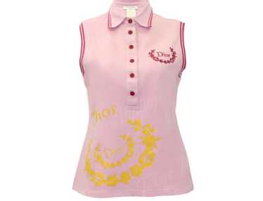 Pink Christian Dior Sleeveless Polo Top Logo Chest - image 1
