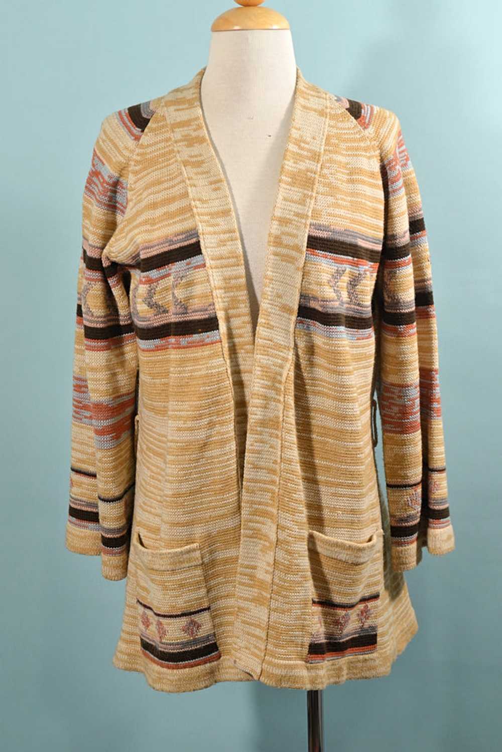 Vintage 70s Southwestern Cardigan Sweater by Duet… - image 3