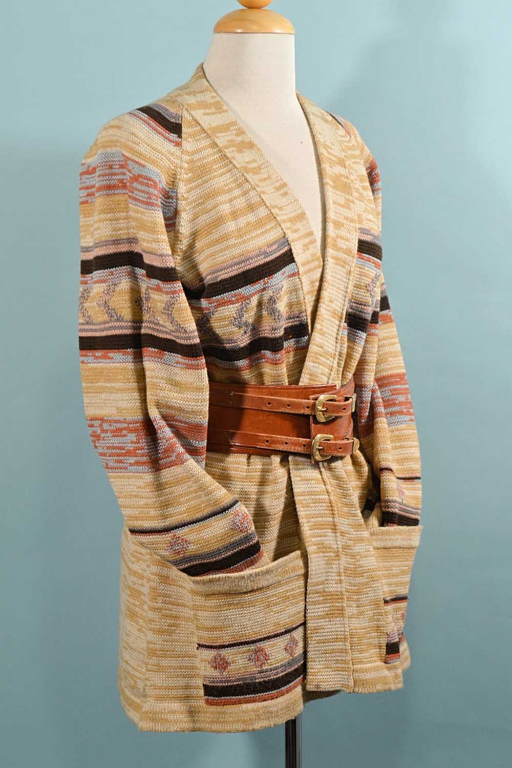 Vintage 70s Southwestern Cardigan Sweater by Duet… - image 7