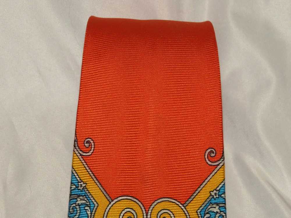 Versace Vintage Orange Baroque Silk Tie - image 3