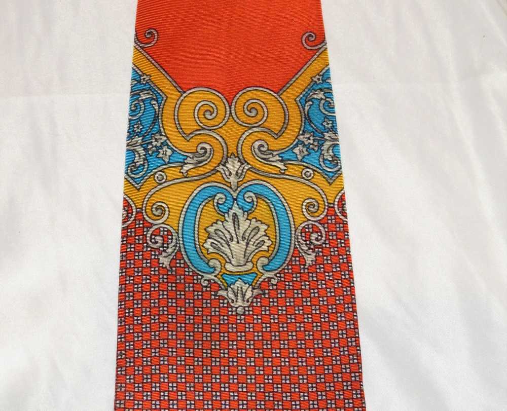Versace Vintage Orange Baroque Silk Tie - image 4