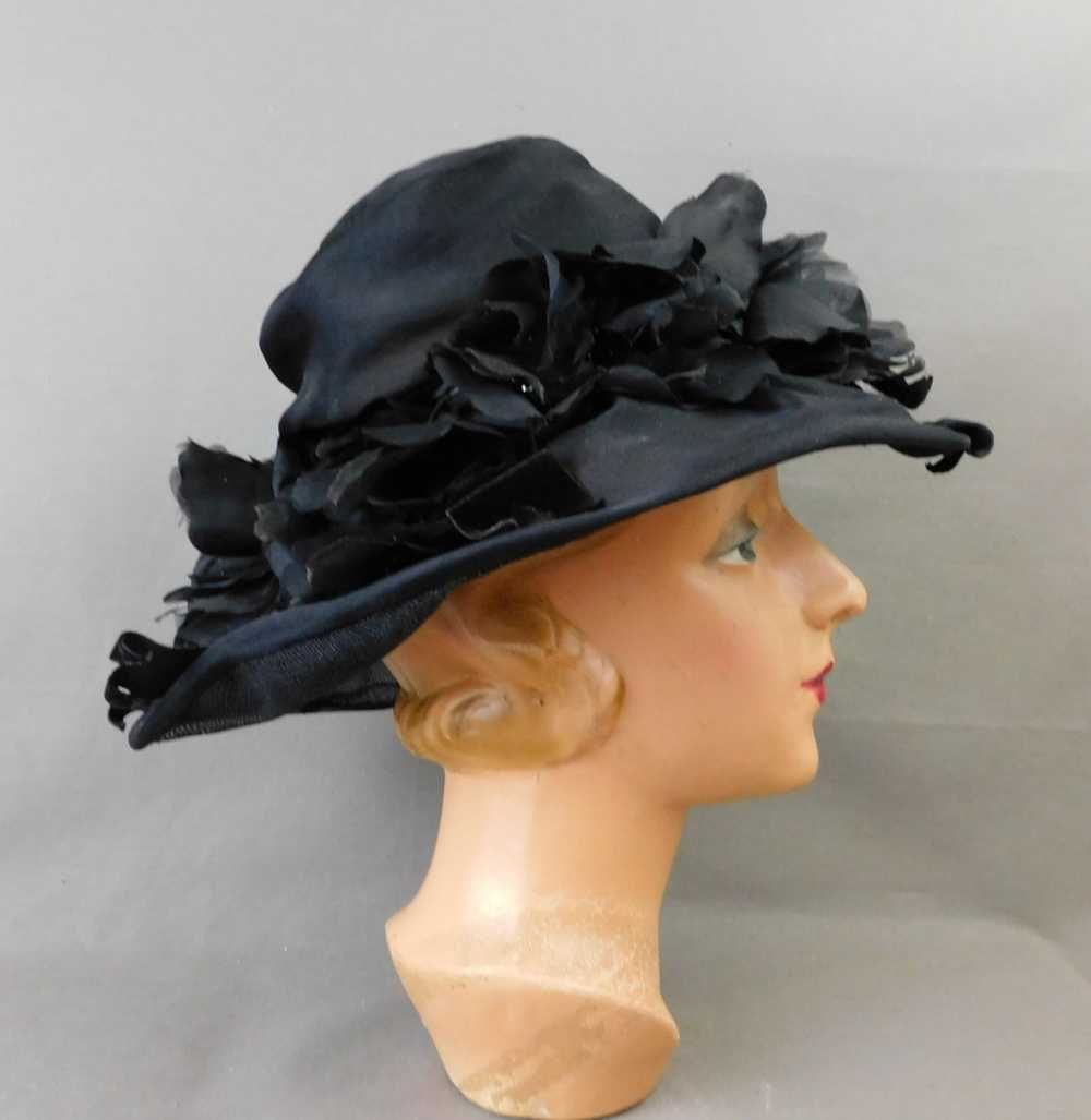 Vintage Sheer Black Organdy Hat with Wide Brim, 2… - image 5