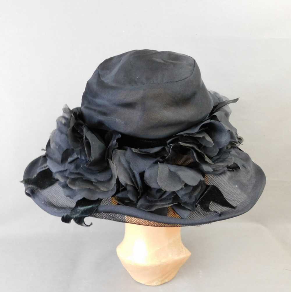 Vintage Sheer Black Organdy Hat with Wide Brim, 2… - image 7
