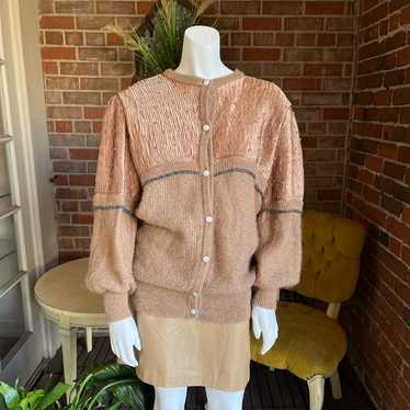 1980s Mohair and Plisse Caramel & Copper Sweater - image 1