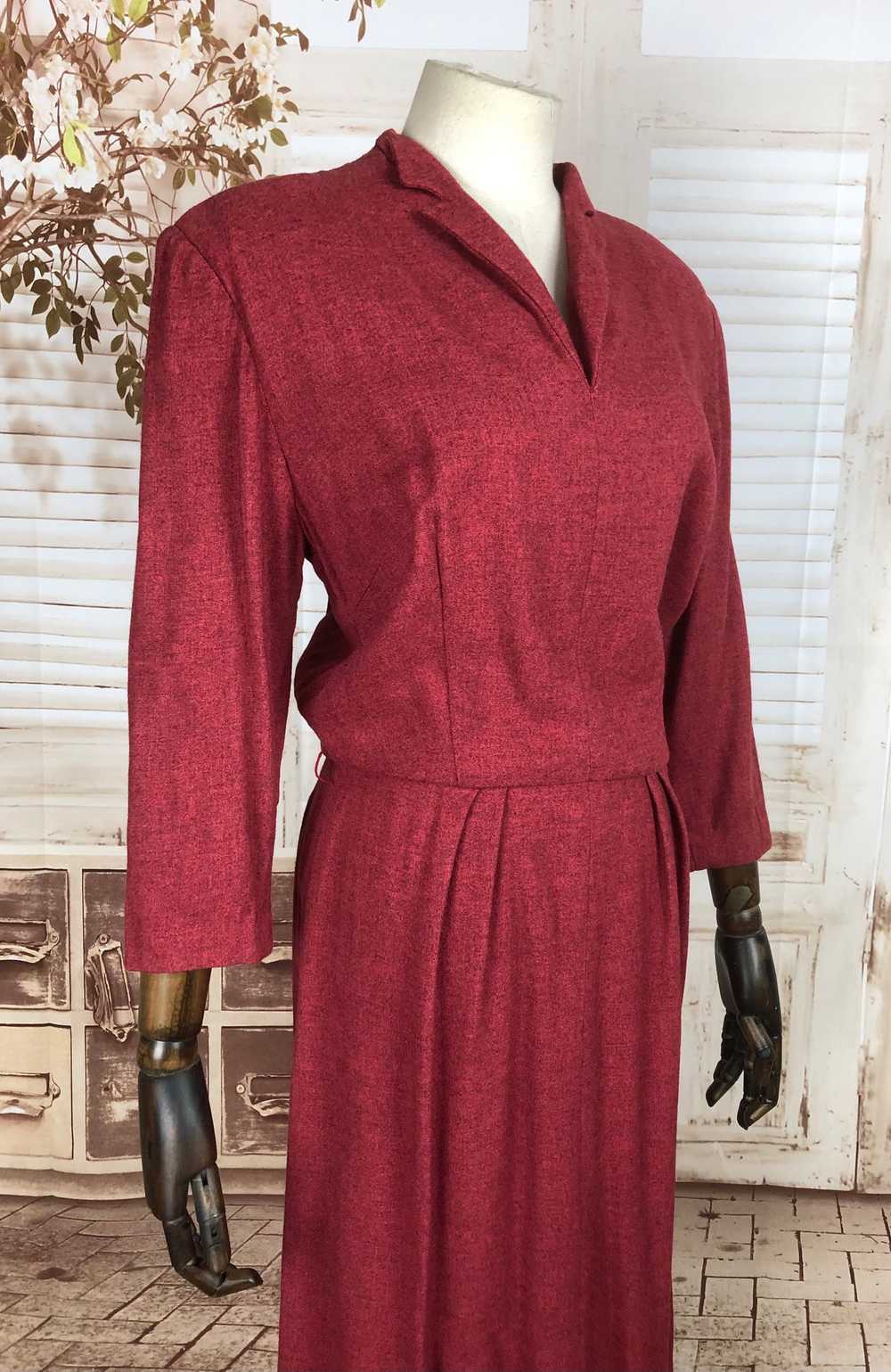 Original Late 1940s 40s Vintage Red Casual Dress - image 6