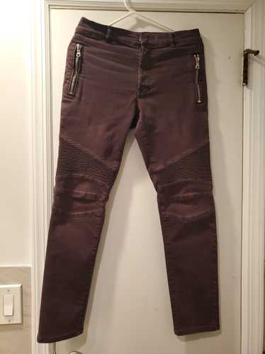 Balmain burgundy leather biker jeans – Loop Generation