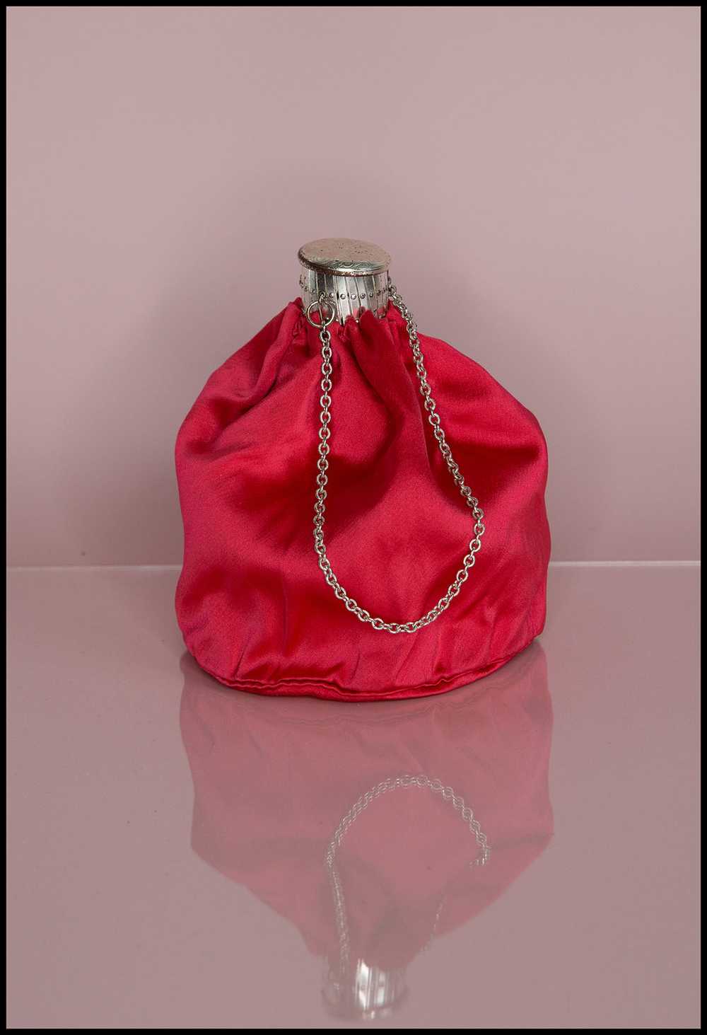 Vintage 1950s Shocking Pink Satin Evening Bag - image 7