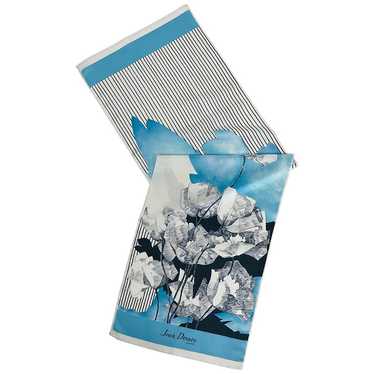 Jean Desses Long Silk Scarf Floral & Stripe - image 1