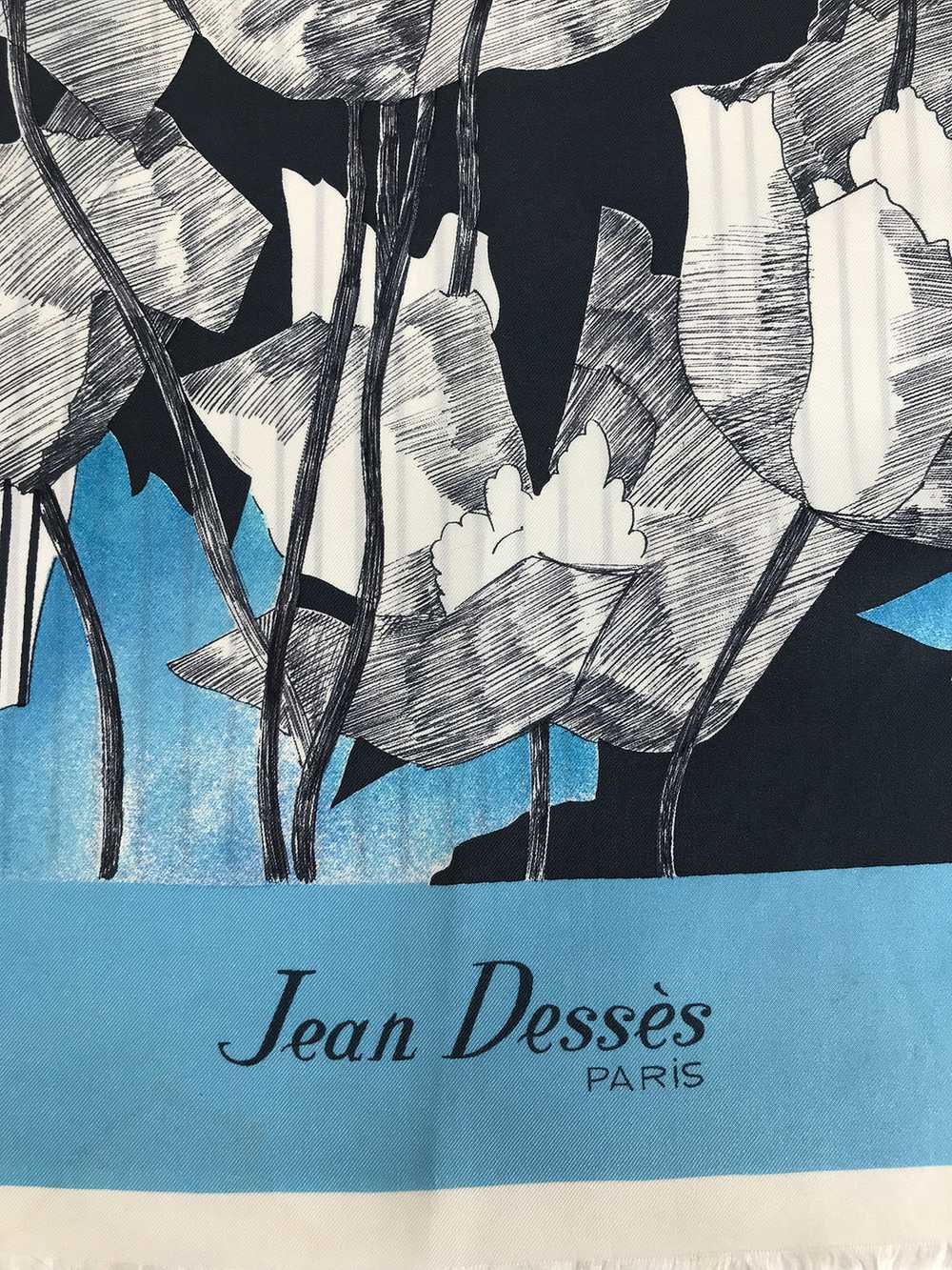 Jean Desses Long Silk Scarf Floral & Stripe - image 3