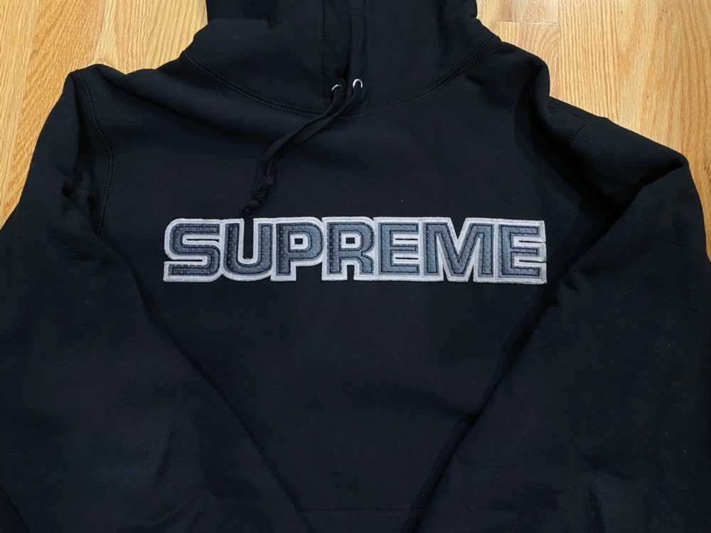 Supreme perforated leather store hooded sweatshirt black