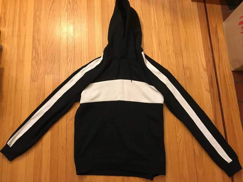H&M Contrast Black and White Striped Hooded Sweat… - image 1