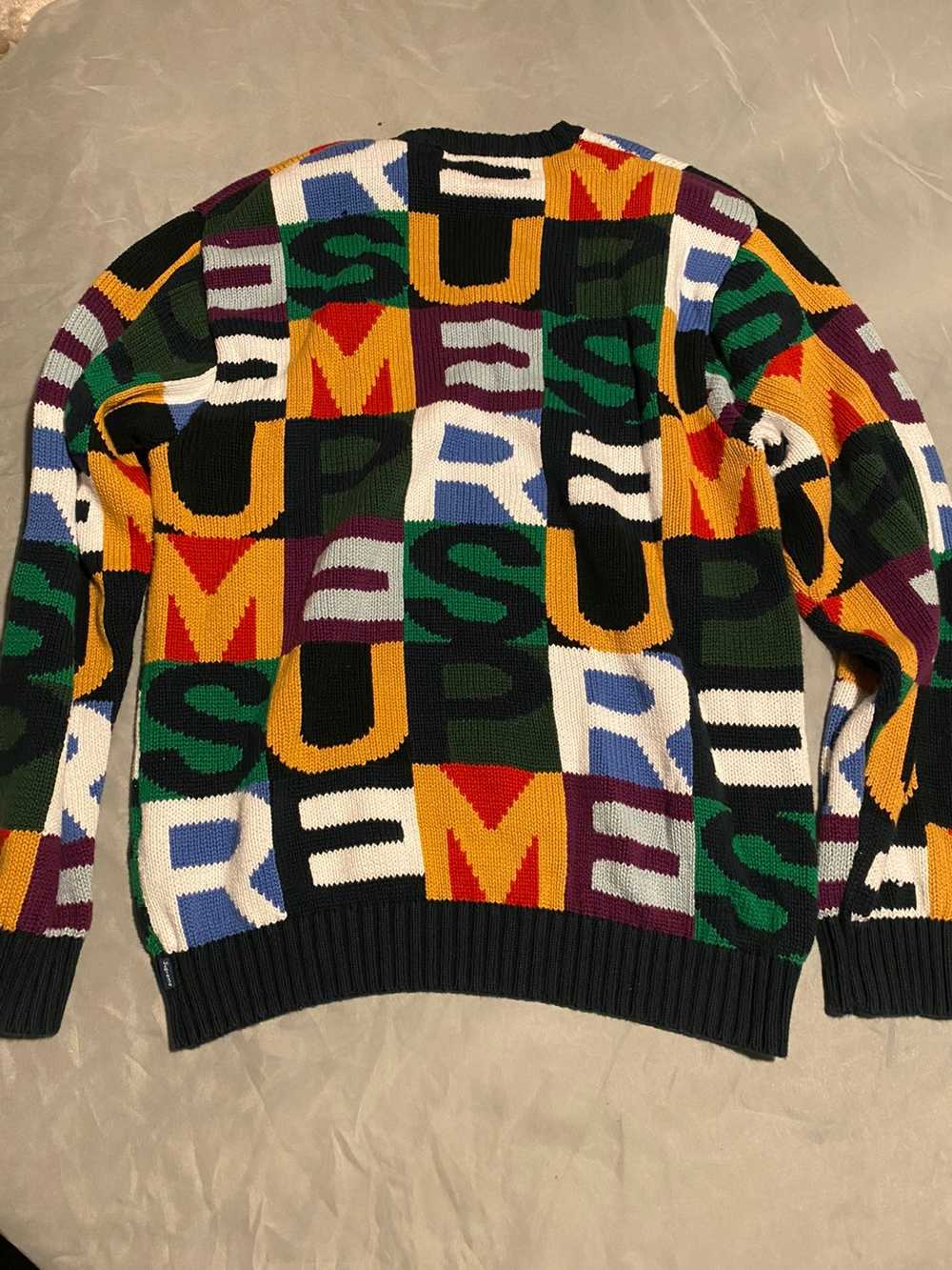Supreme FW18 Big Letters Intarsia Knit Logo Sweater M… - Gem