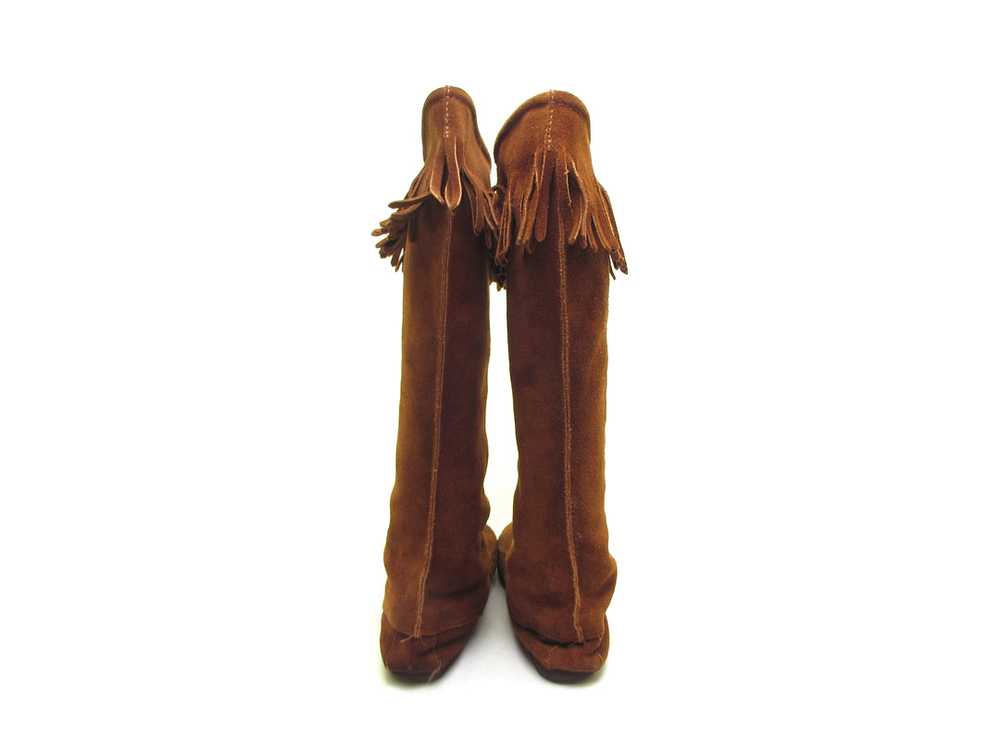Vintage 70s Minnetonka suede boots knee high lace… - image 5