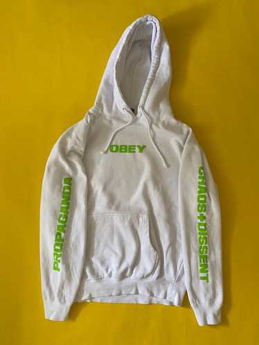 Obey Obey White Neon Green Hoodie