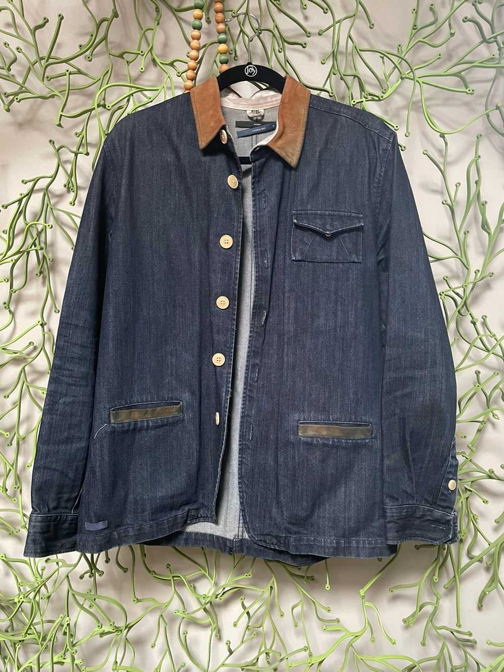 Hixsept L Oiseau Gris Hixsept Denim jacket w/ lea… - image 1