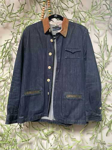 Hixsept L Oiseau Gris Hixsept Denim jacket w/ lea… - image 1