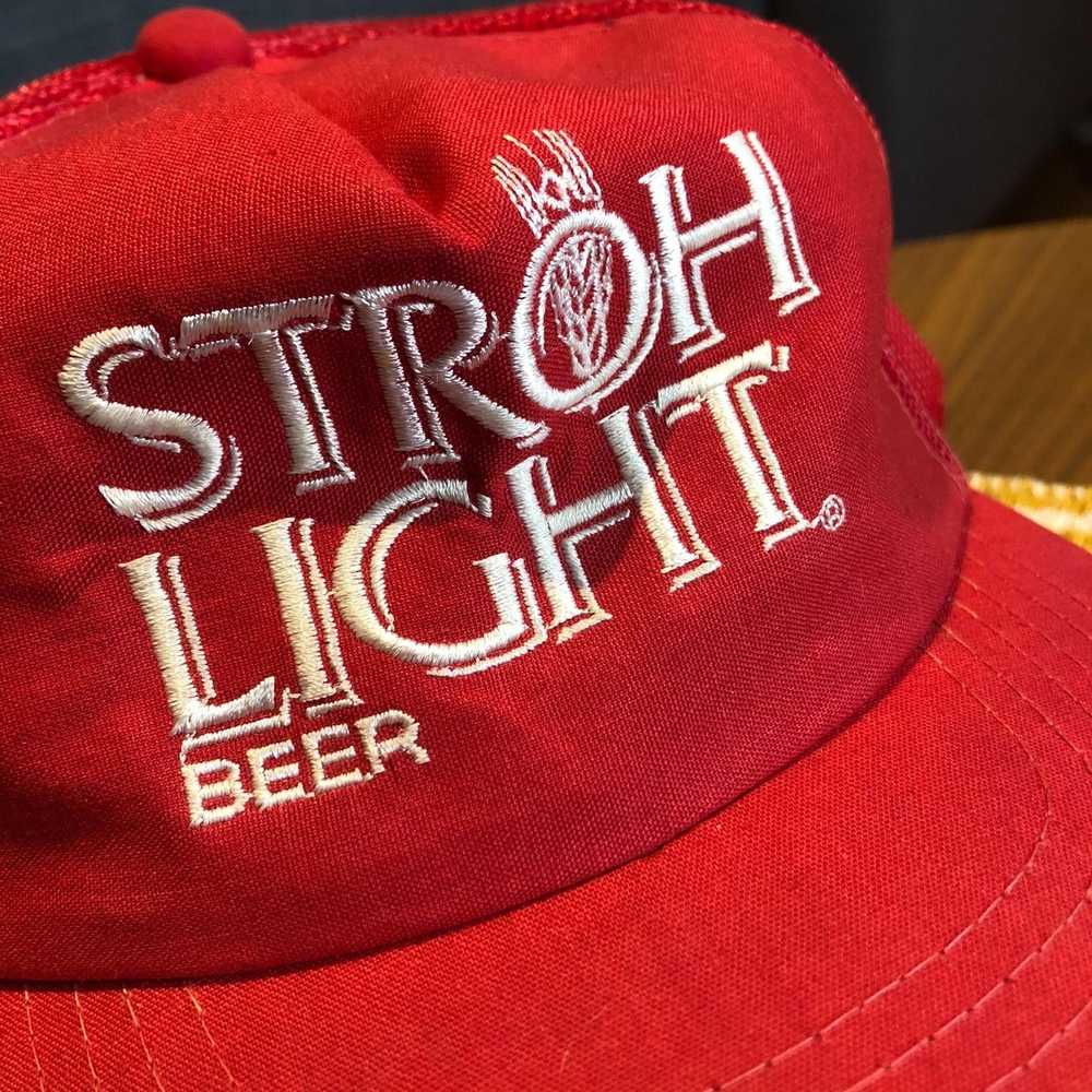 Trucker Hat × Vintage Vintage Stroh Light Beer Tr… - image 5