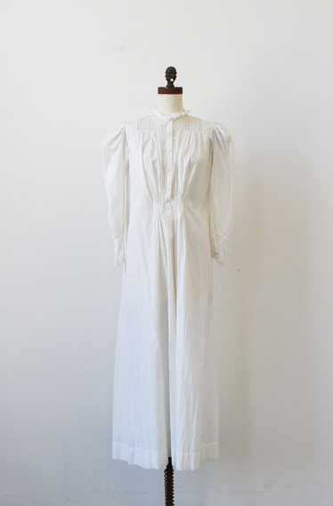 Victorian White Cotton Puff Sleeve Night Dress - image 1