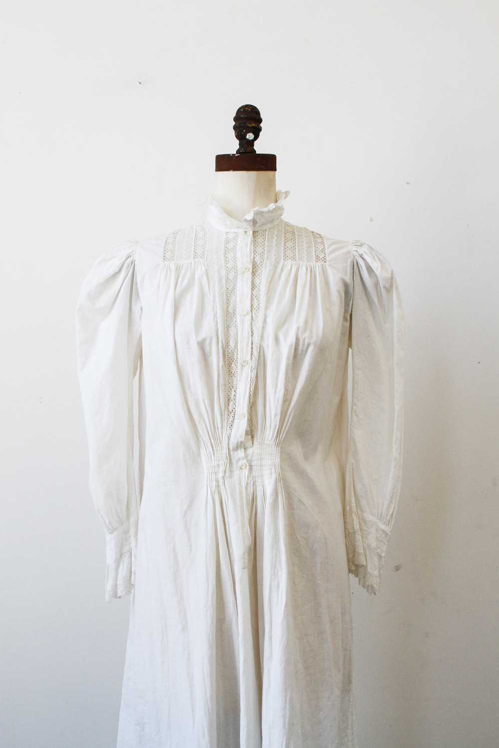 Victorian White Cotton Puff Sleeve Night Dress - image 3