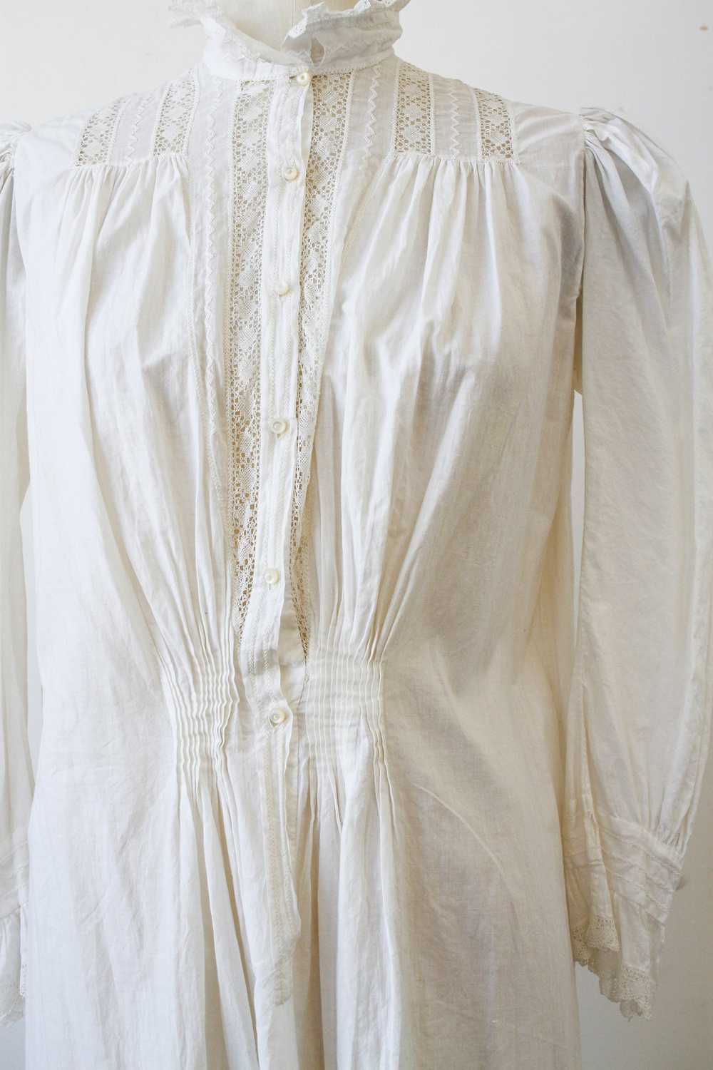 Victorian White Cotton Puff Sleeve Night Dress - image 4