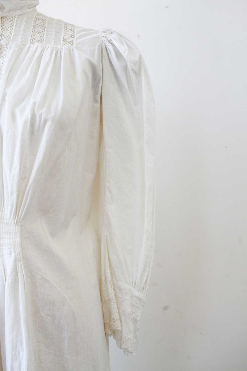 Victorian White Cotton Puff Sleeve Night Dress - image 5