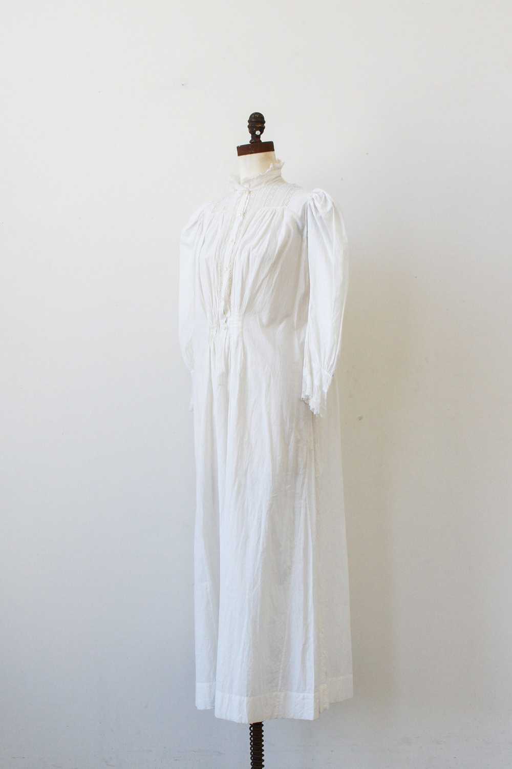 Victorian White Cotton Puff Sleeve Night Dress - image 6
