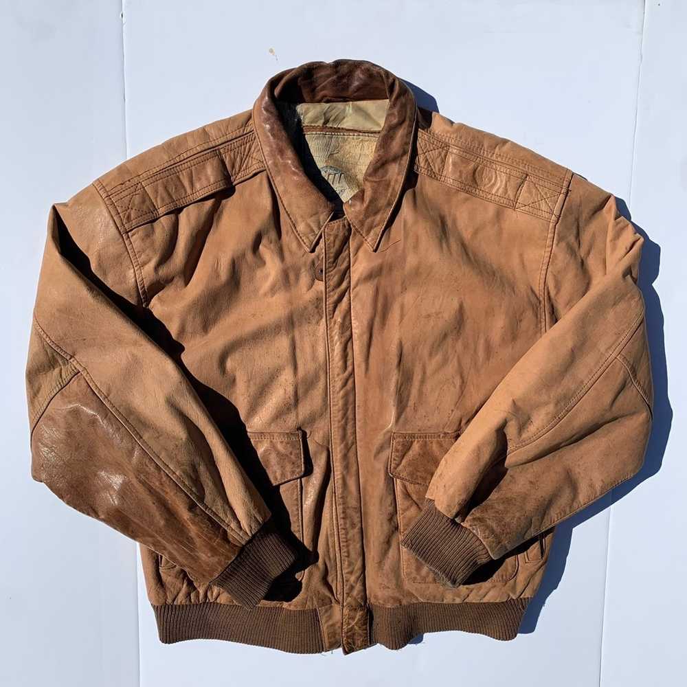 Bomber Jacket × Genuine Leather × Vintage Vintage… - image 1