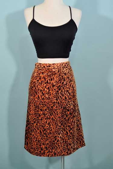 Vintage 80s Leopard Print Skirt S