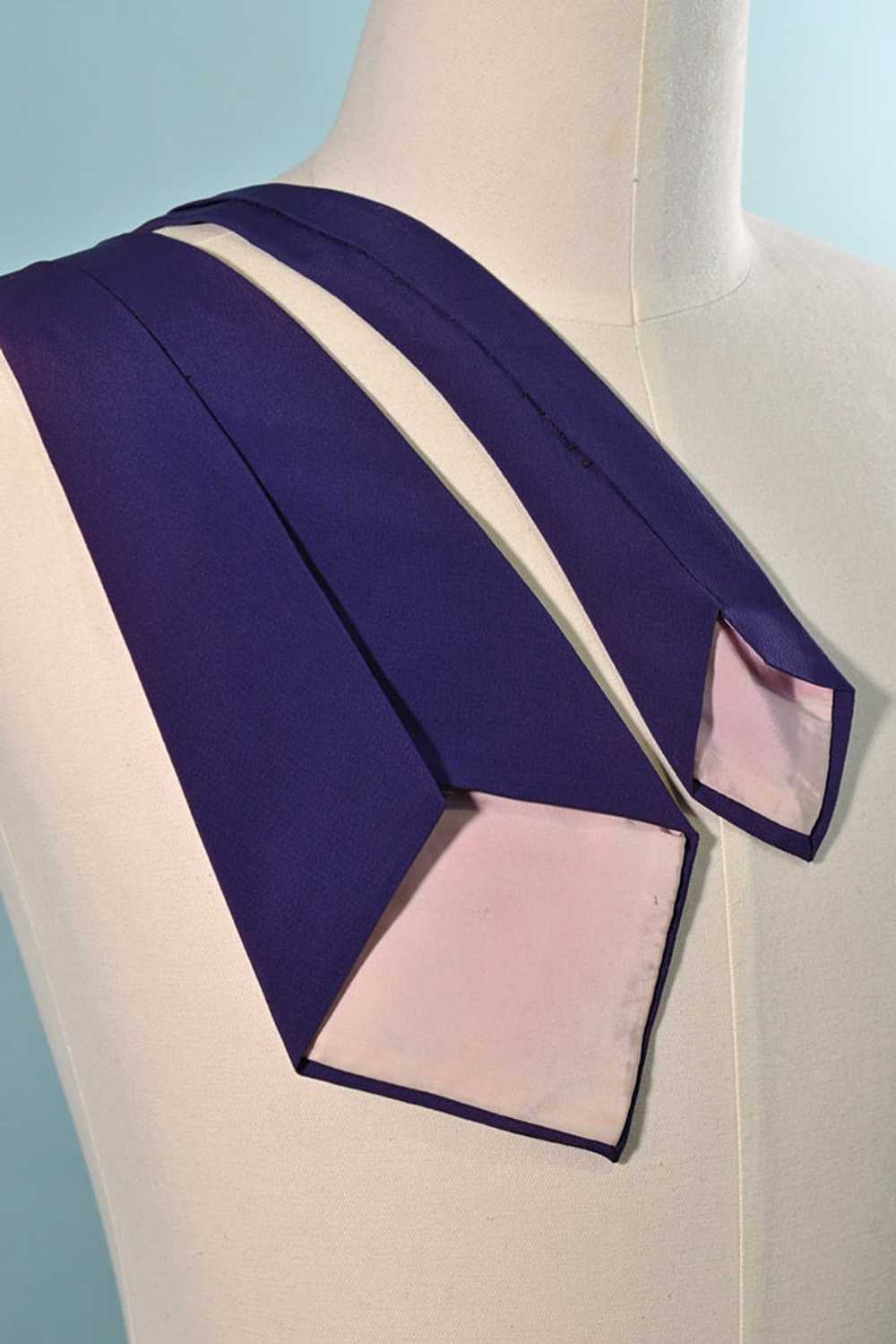 Vintage 40s/50s Mens Purple Hand Painted Necktie,… - image 6