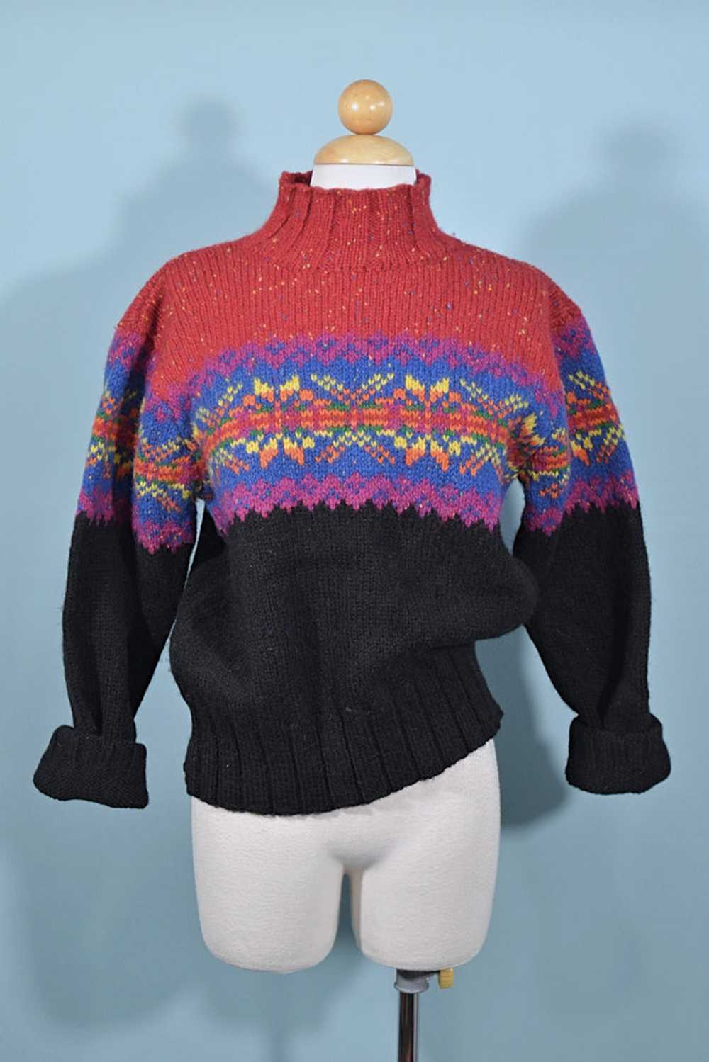 Y2K Vintage Nordic Scandinavian Wool Intarsia Sweater… - Gem