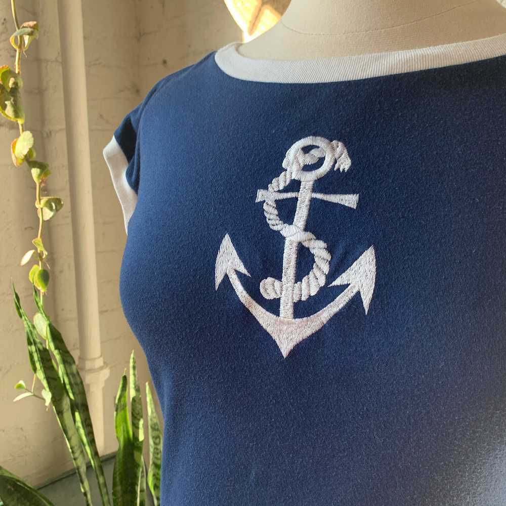 1970s-80s Nautical Ringer T Shirt - image 2