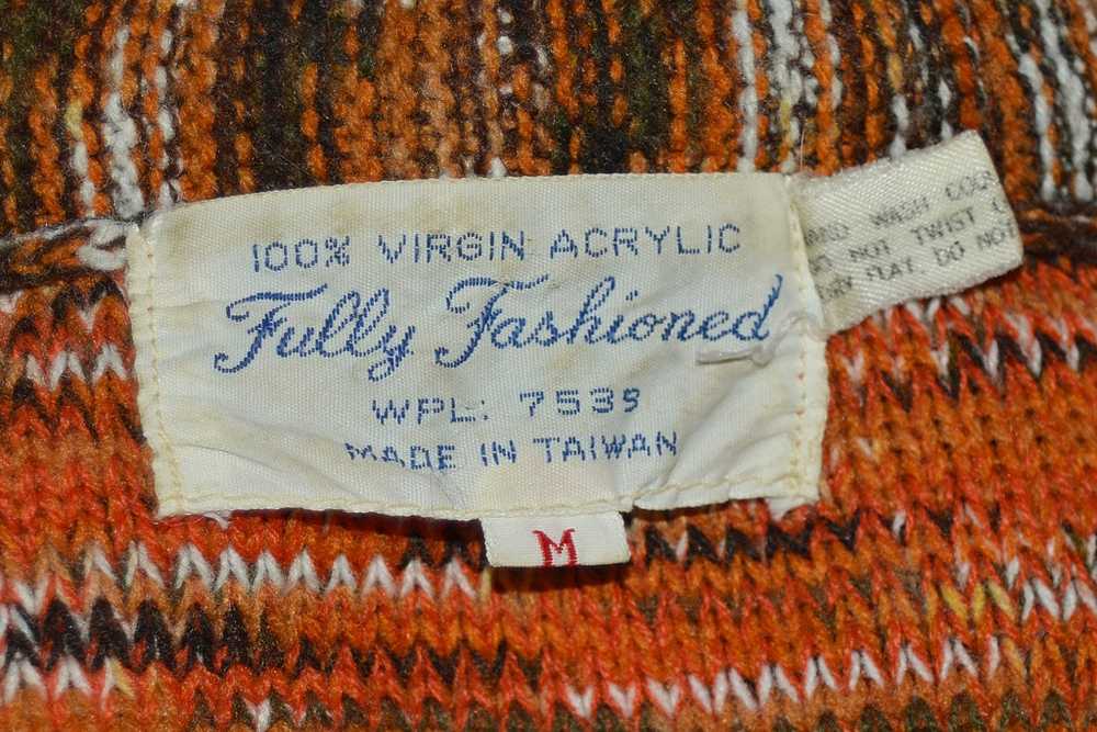 Vintage 70s Orange Boho Cardigan Tunic Sweater, S… - image 6