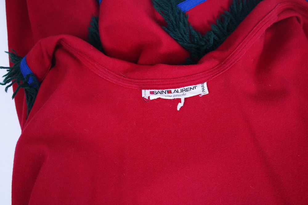 Yves Saint Laurent Red Hooded Wool Cape w/Fringe … - image 8