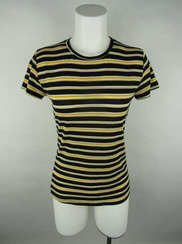 Zara Trafaluc women's newest black and cream striped short sleeve tunic top size small