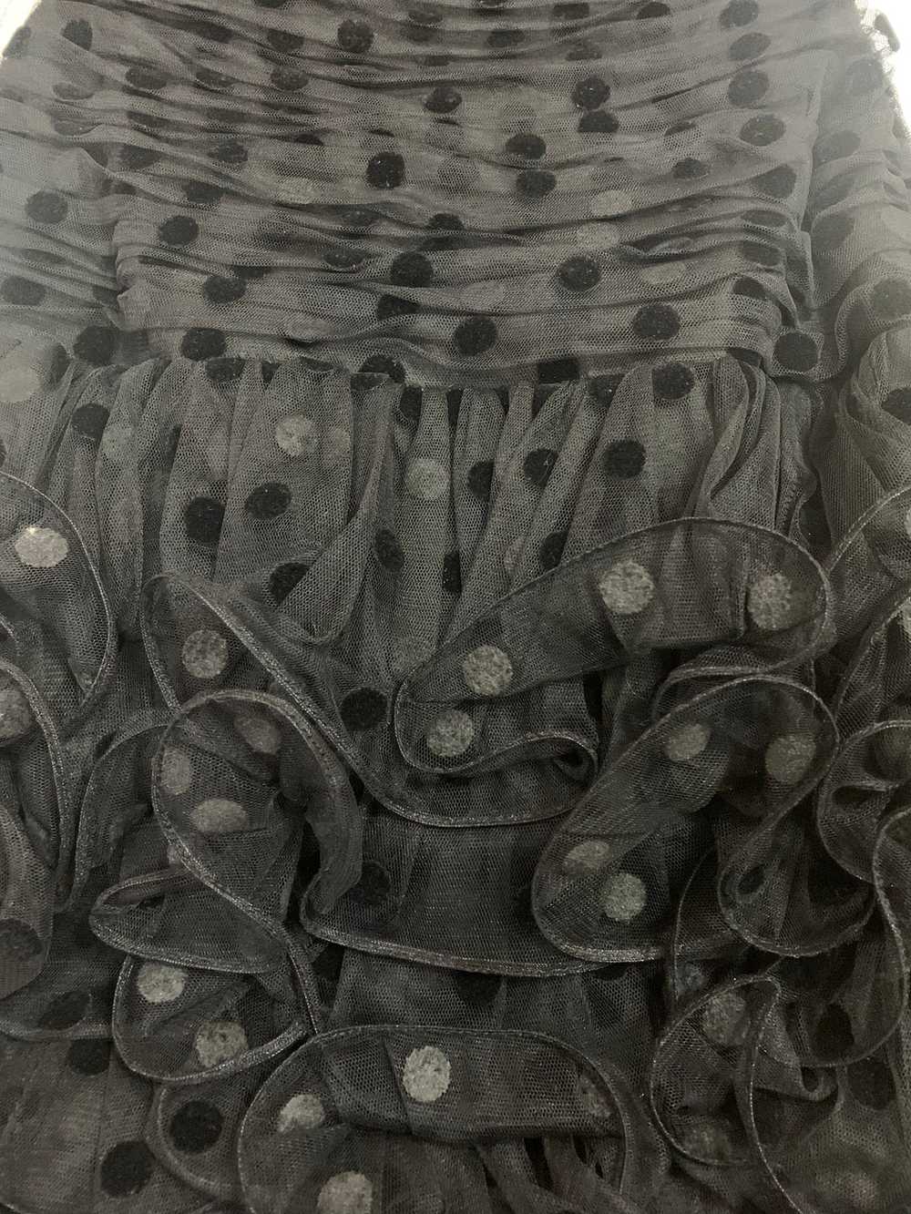Vicky Tiel Couture 80s Black Ruffled Polka Dot Tu… - image 4