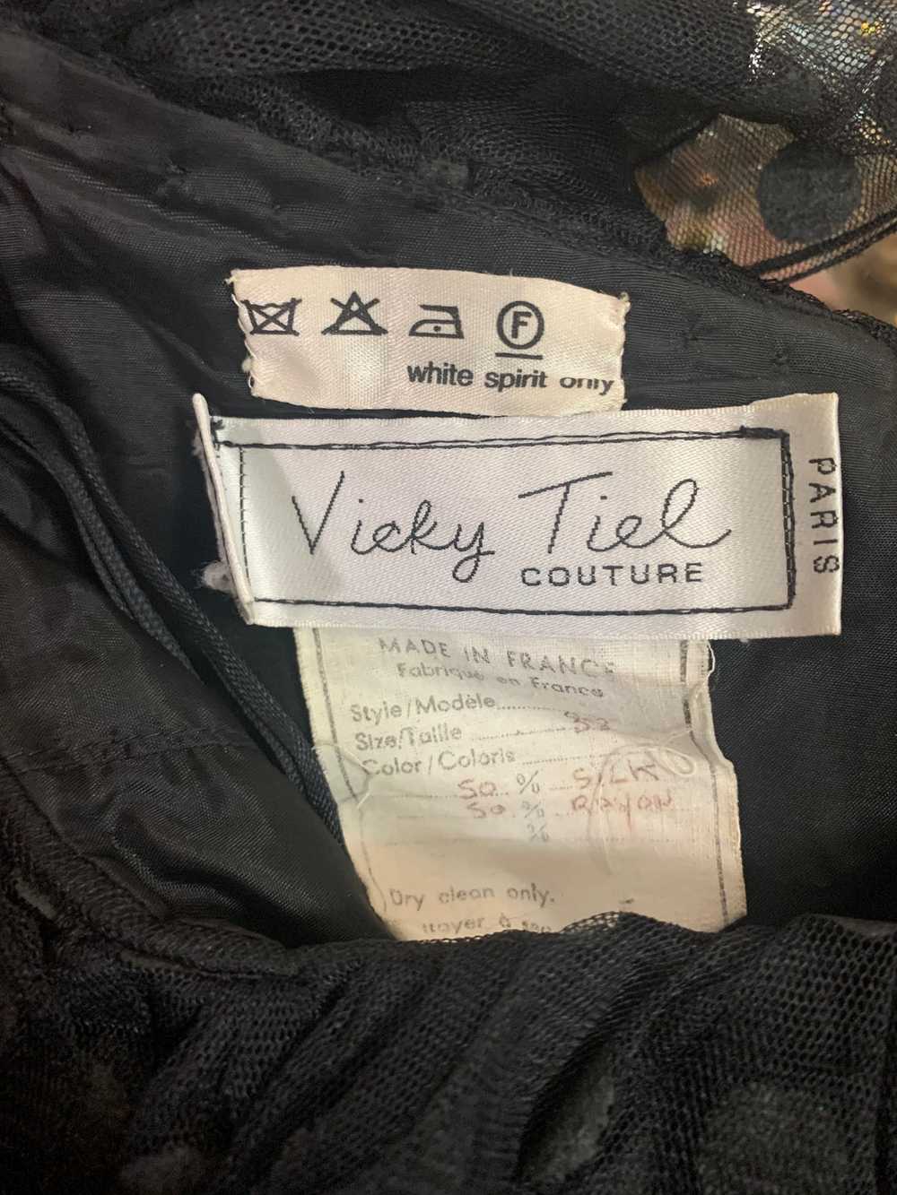 Vicky Tiel Couture 80s Black Ruffled Polka Dot Tu… - image 5