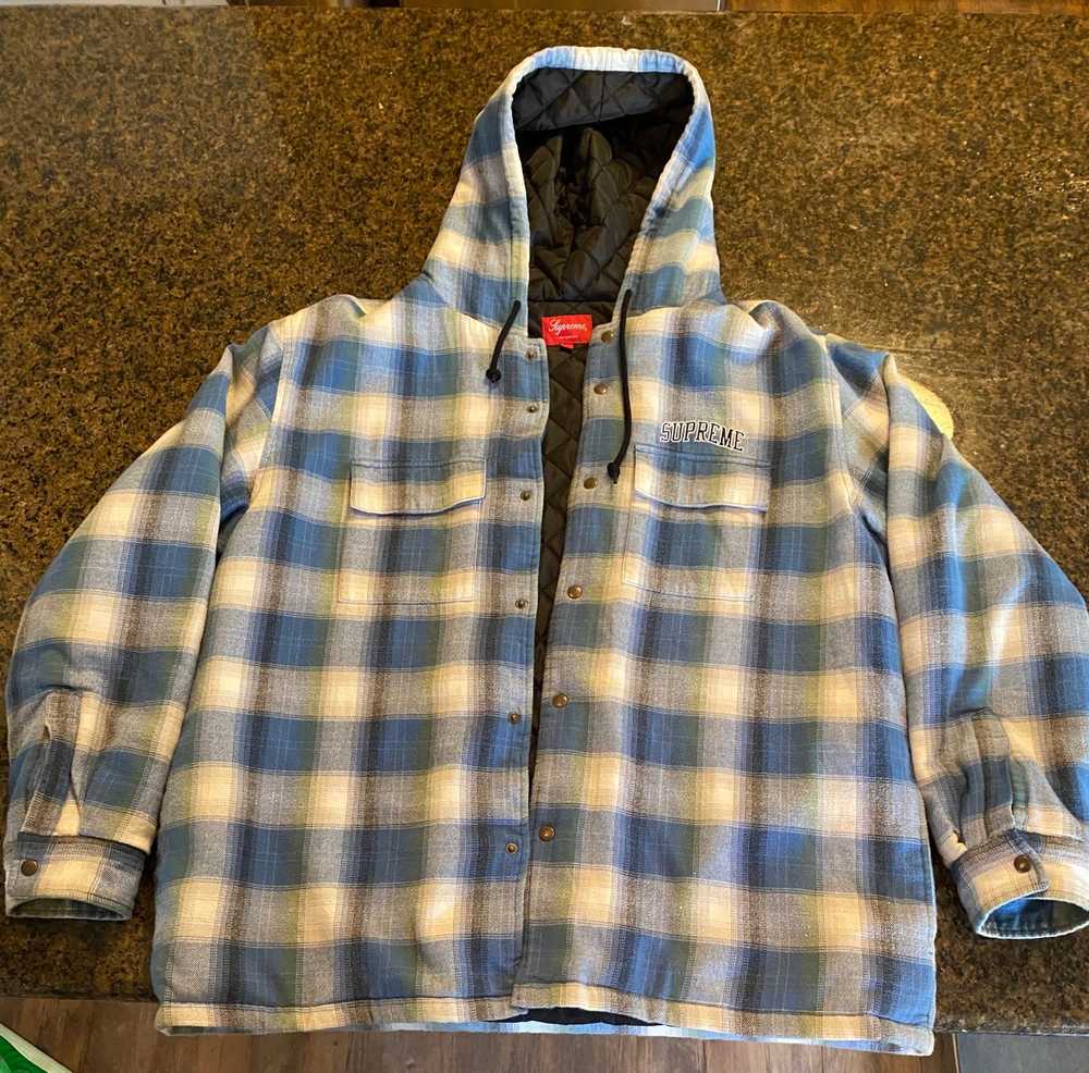 Supreme Quilted Hooded Plaid Shirt Mサィズ