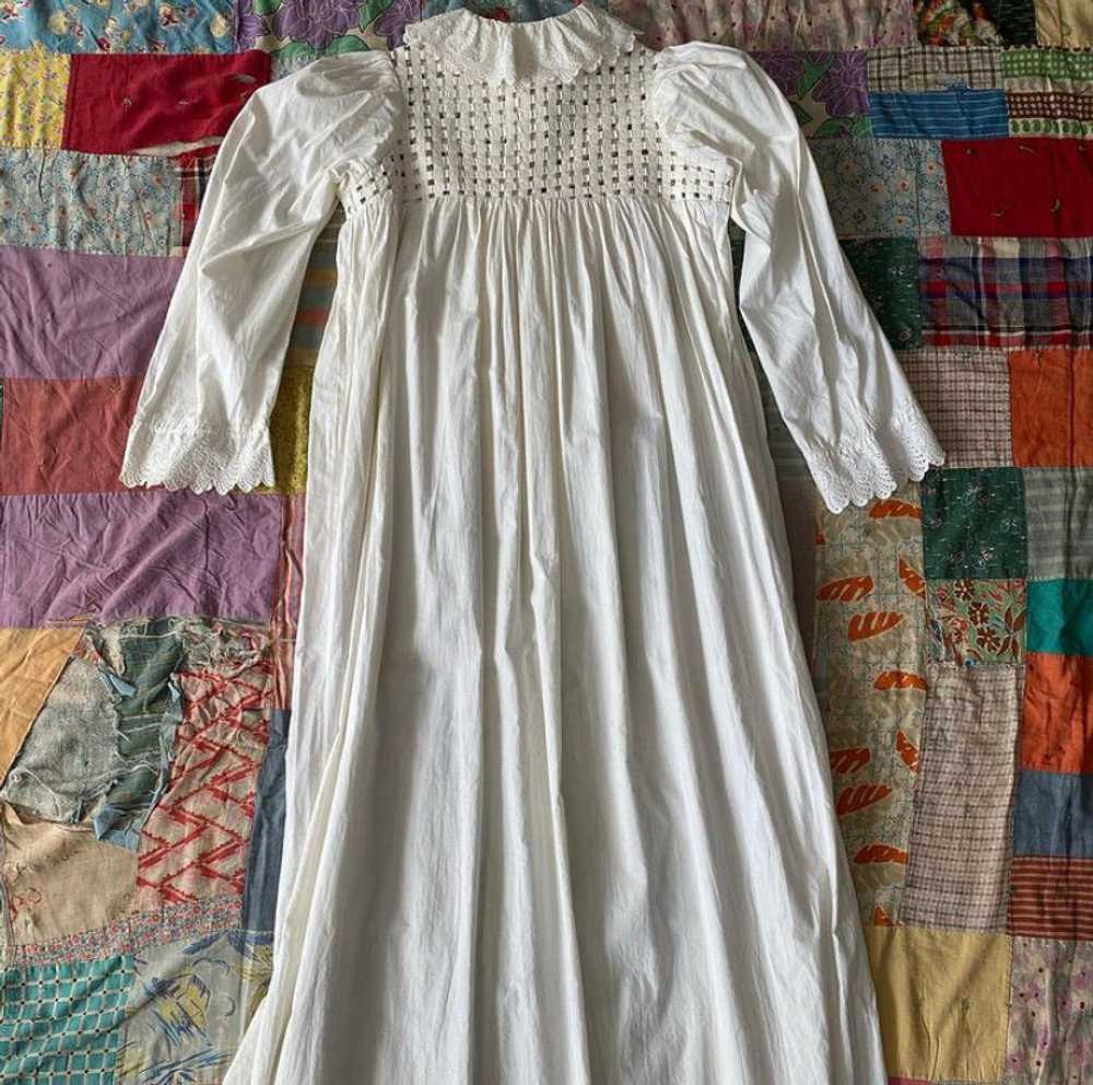 Victorian Cotton Nightgown with lattice yoke - image 4