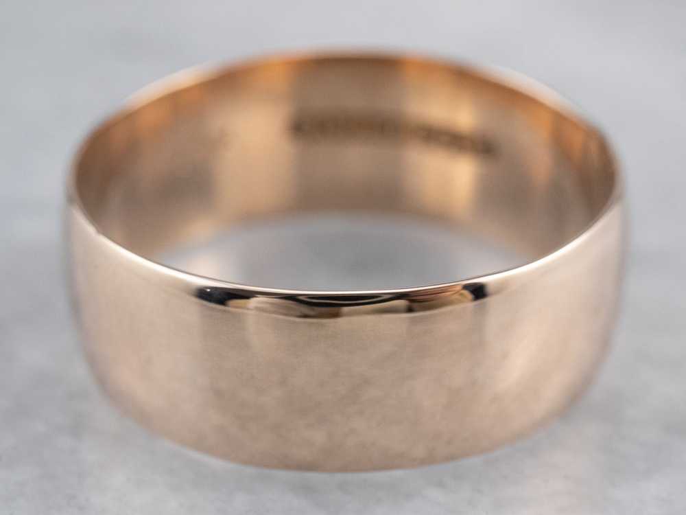 Antique Rose Gold Wide Wedding Band Ring - image 1