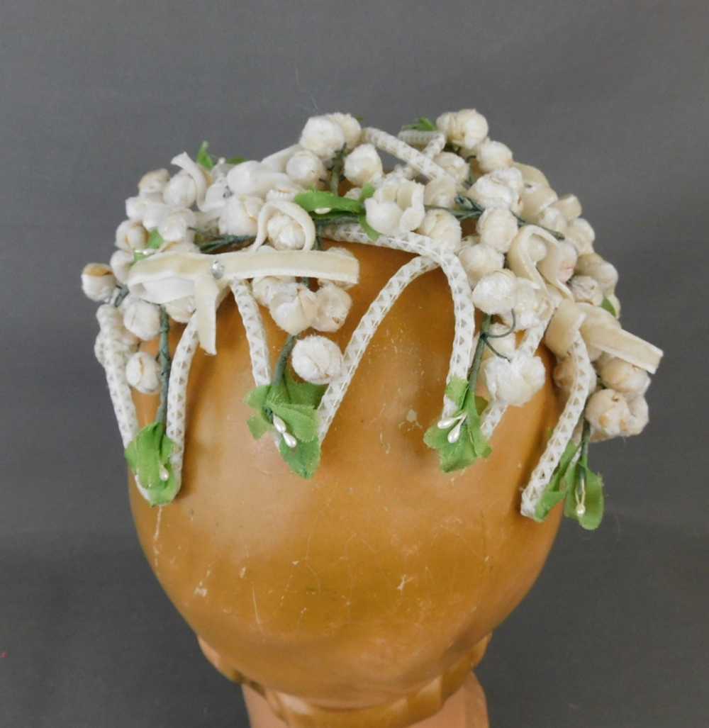 Vintage Ivory Velvet Buds Floral Hat 1950s Floral… - image 7