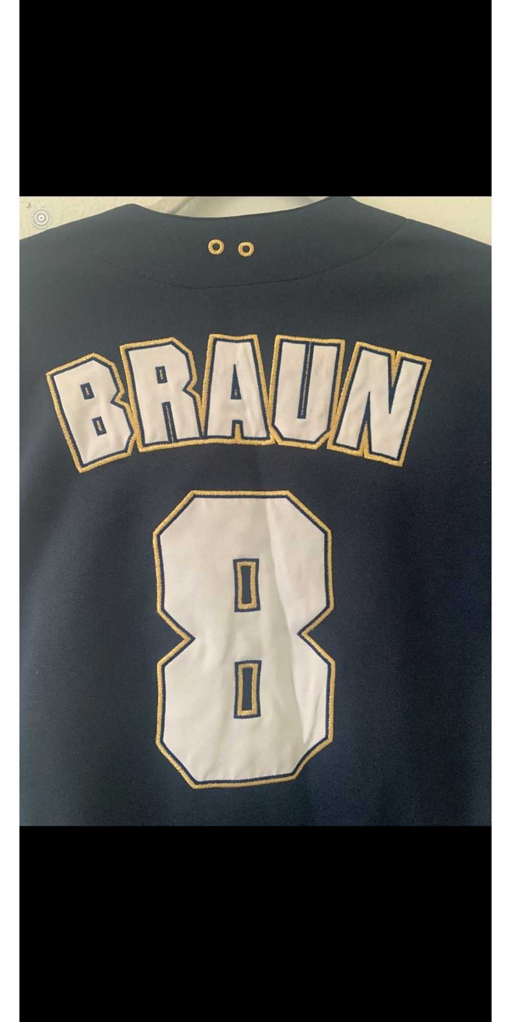 Ryan Braun #8 Milwaukee Brewers Navy Sewn Majestic Authentic Jersey SZ 48  (L)