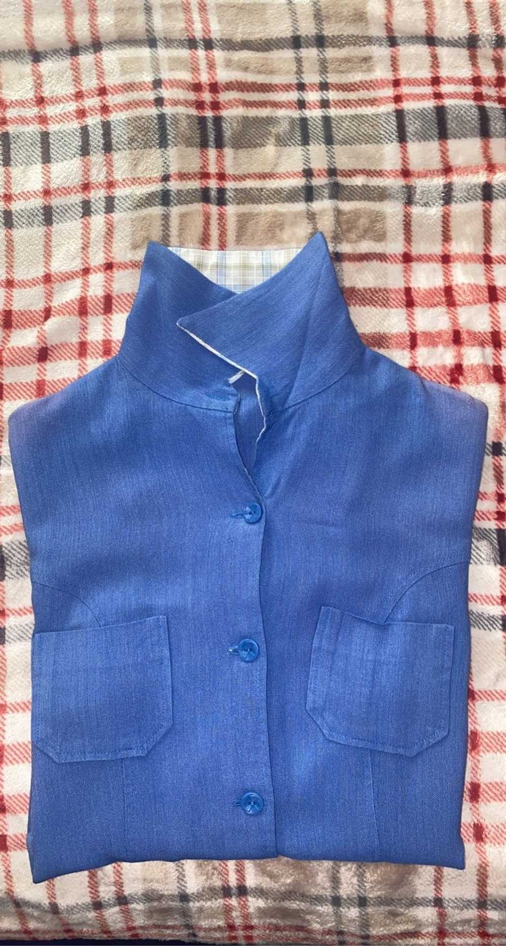 Vintage Blue vintage unisex 70s short sleeve butt… - image 1