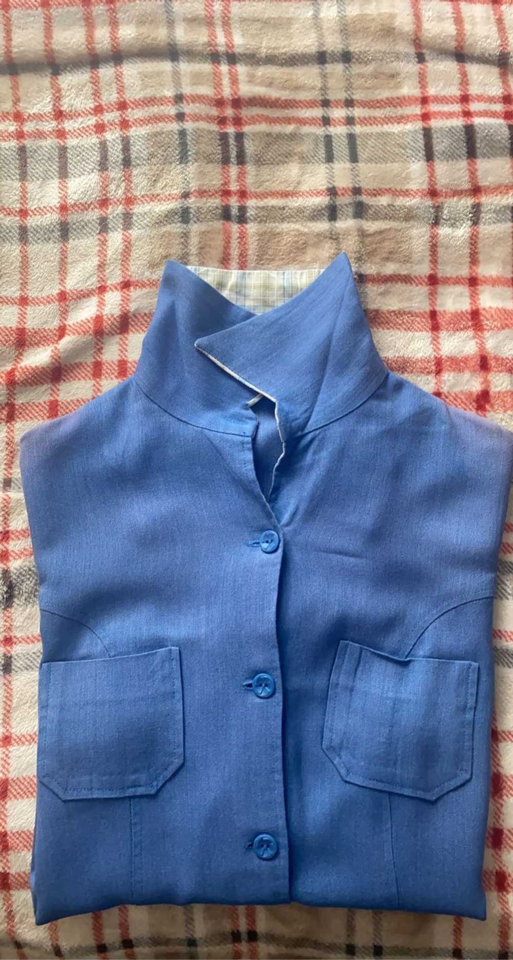Vintage Blue vintage unisex 70s short sleeve butt… - image 2