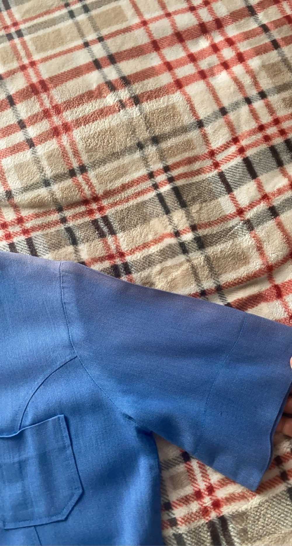 Vintage Blue vintage unisex 70s short sleeve butt… - image 4