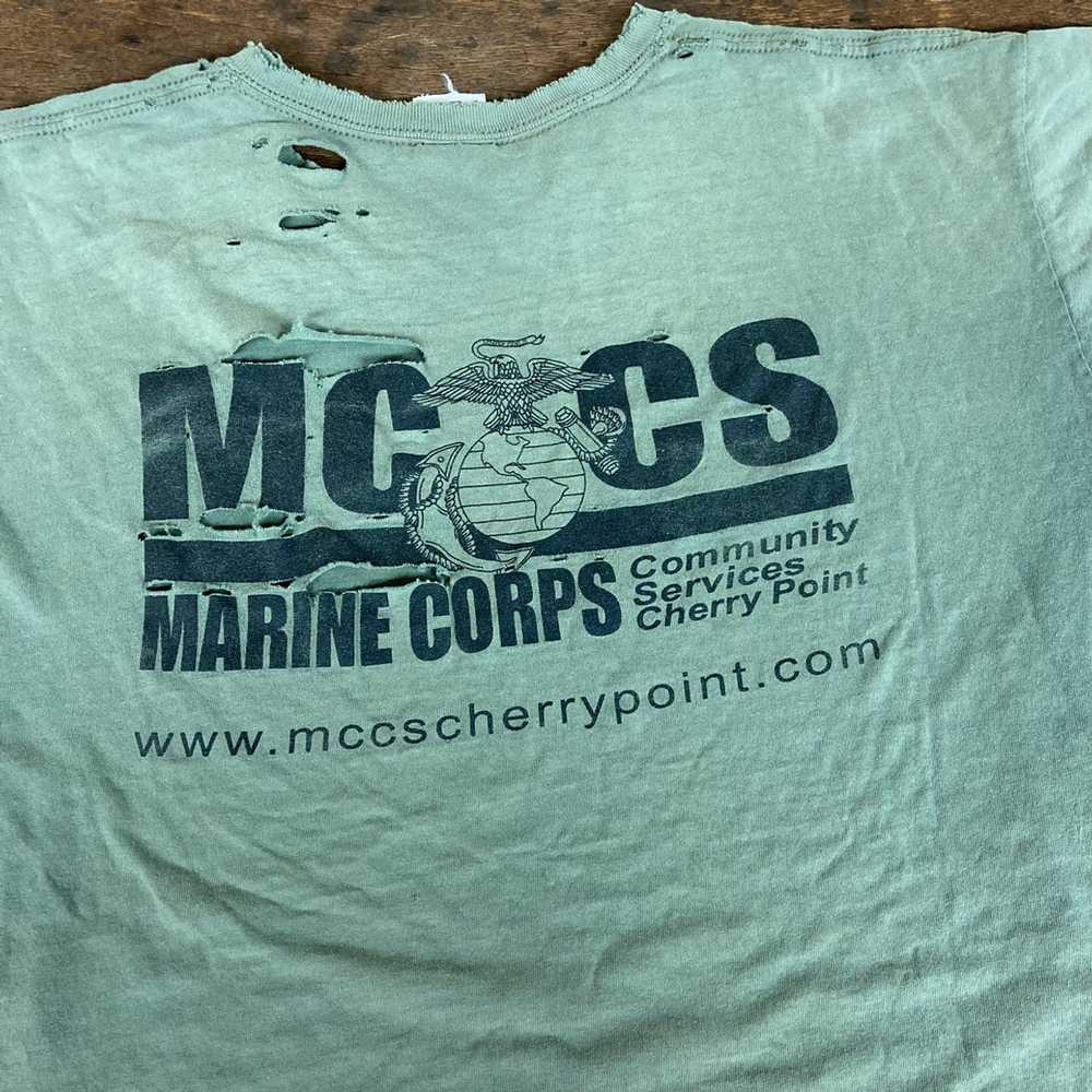 Vintage Vintage USMC Marine Olive Green Tee Shirt - image 6