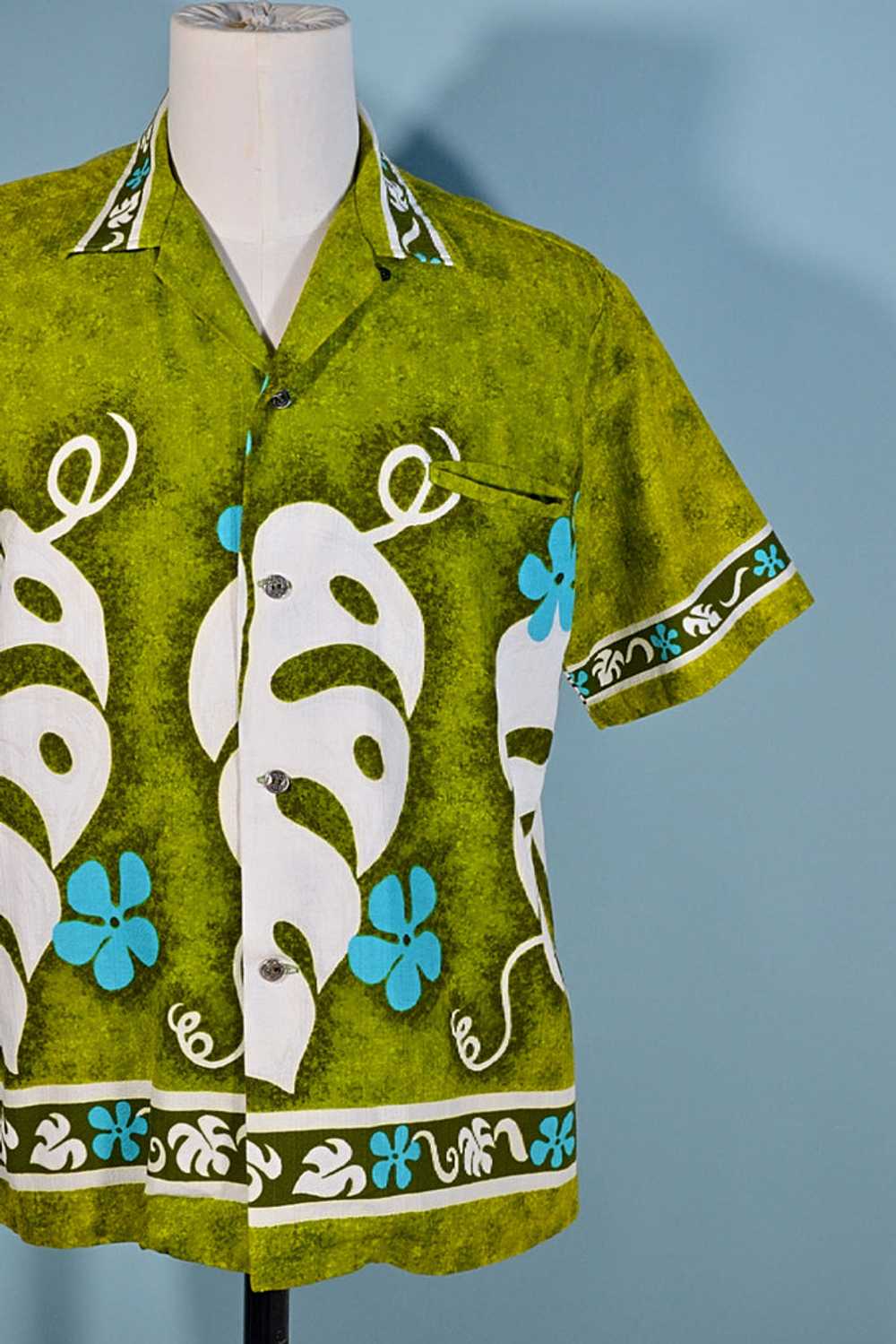 Vintage 60s/70s Hawaiian Shirt, Cotton Barkcloth … - image 3